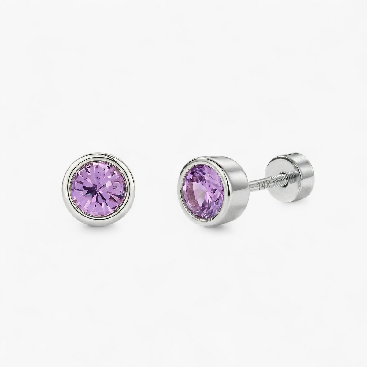 Bezel Flat Back Stud Earrings — Silver