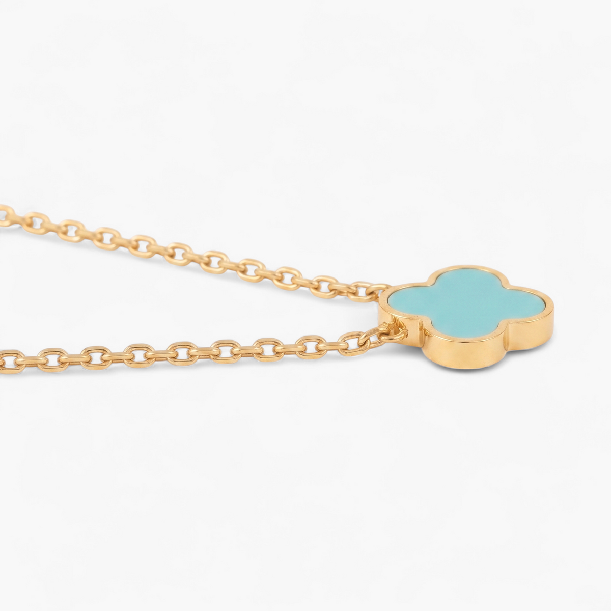 Gold Turquoise Clover Necklace — Default Title