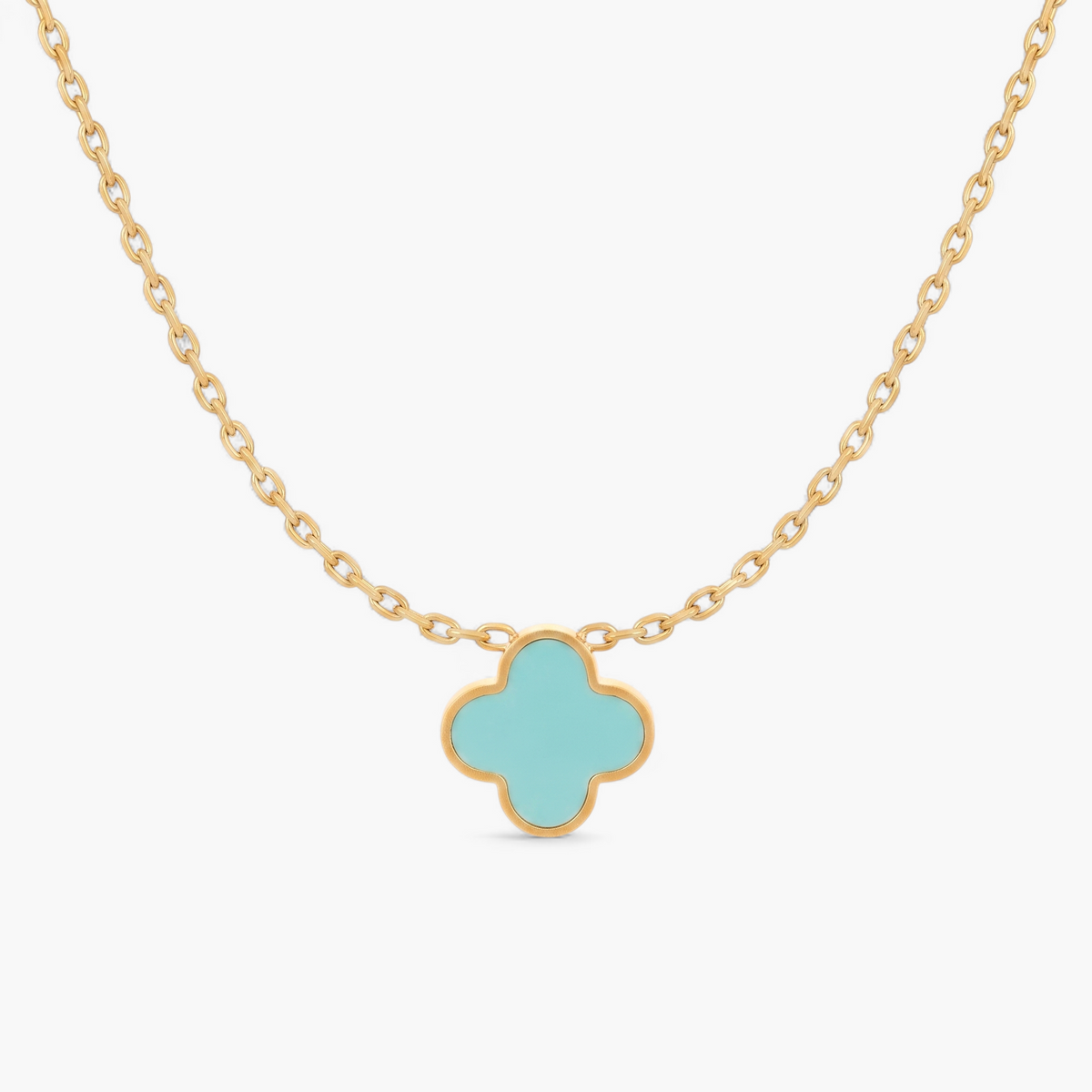 Gold Turquoise Clover Necklace — Default Title