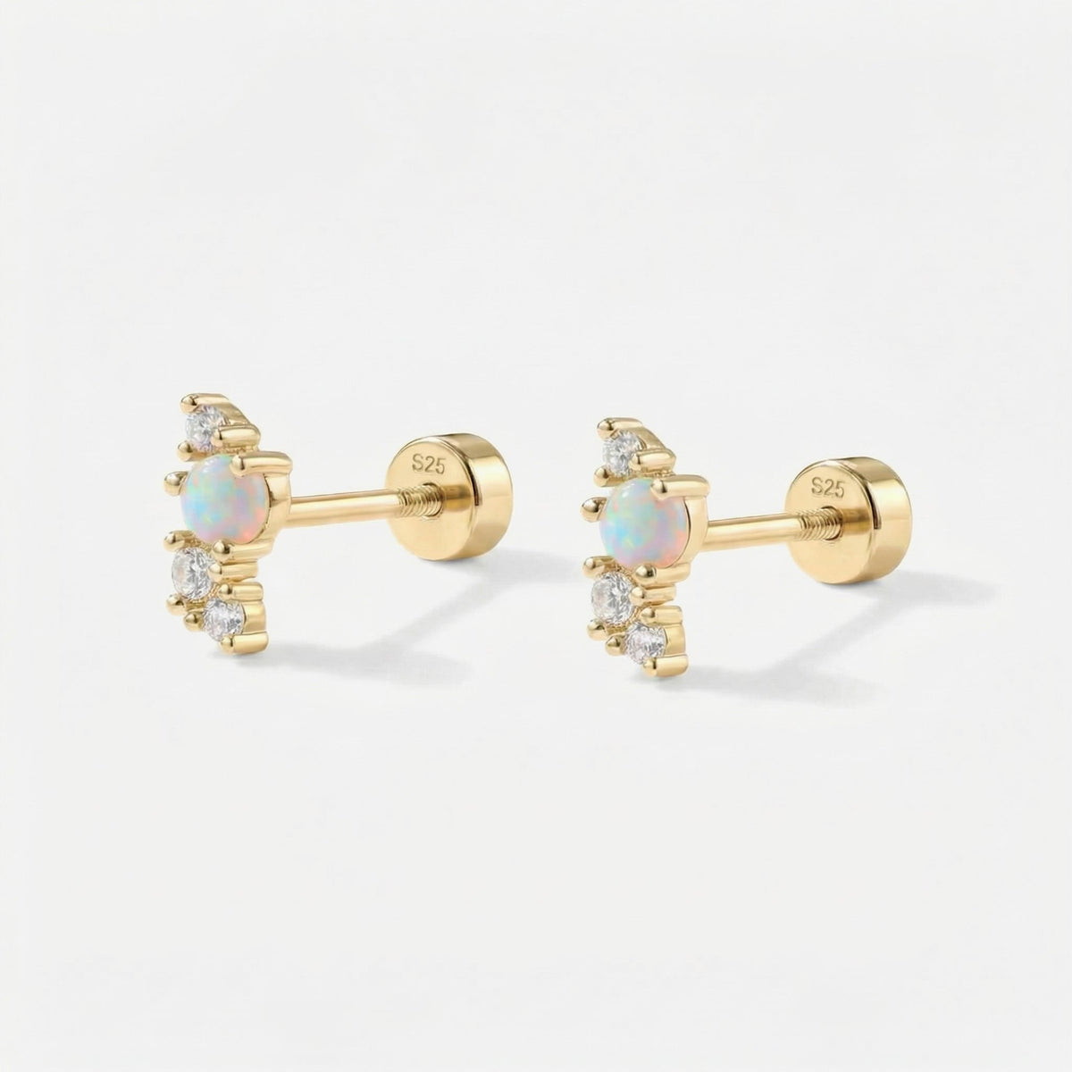 Boucles d’oreilles puces à dos plat en opale
