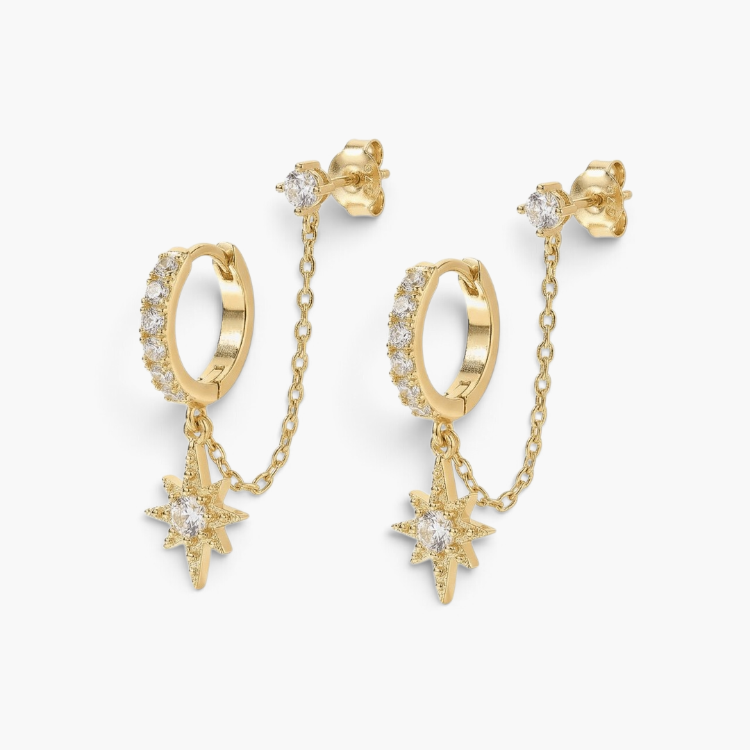 Boucles d’oreilles puces huggie chaînées Starlight