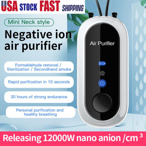 Wearable Air Purifier Necklace, Negative Ion, USB Rechargeable, 5dB Quiet