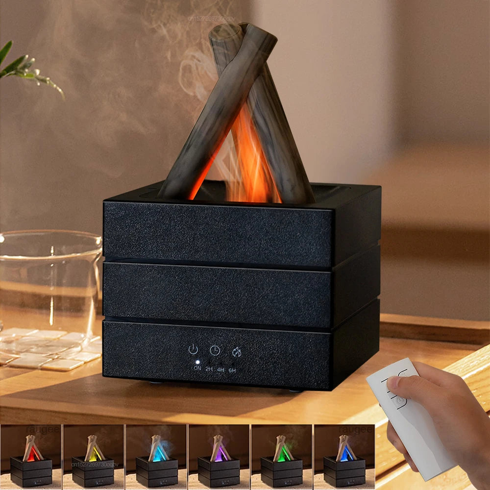 Flame Aroma Diffuser & Humidifier, 290ml, USB-C, Remote, 2/4/6H Timer
