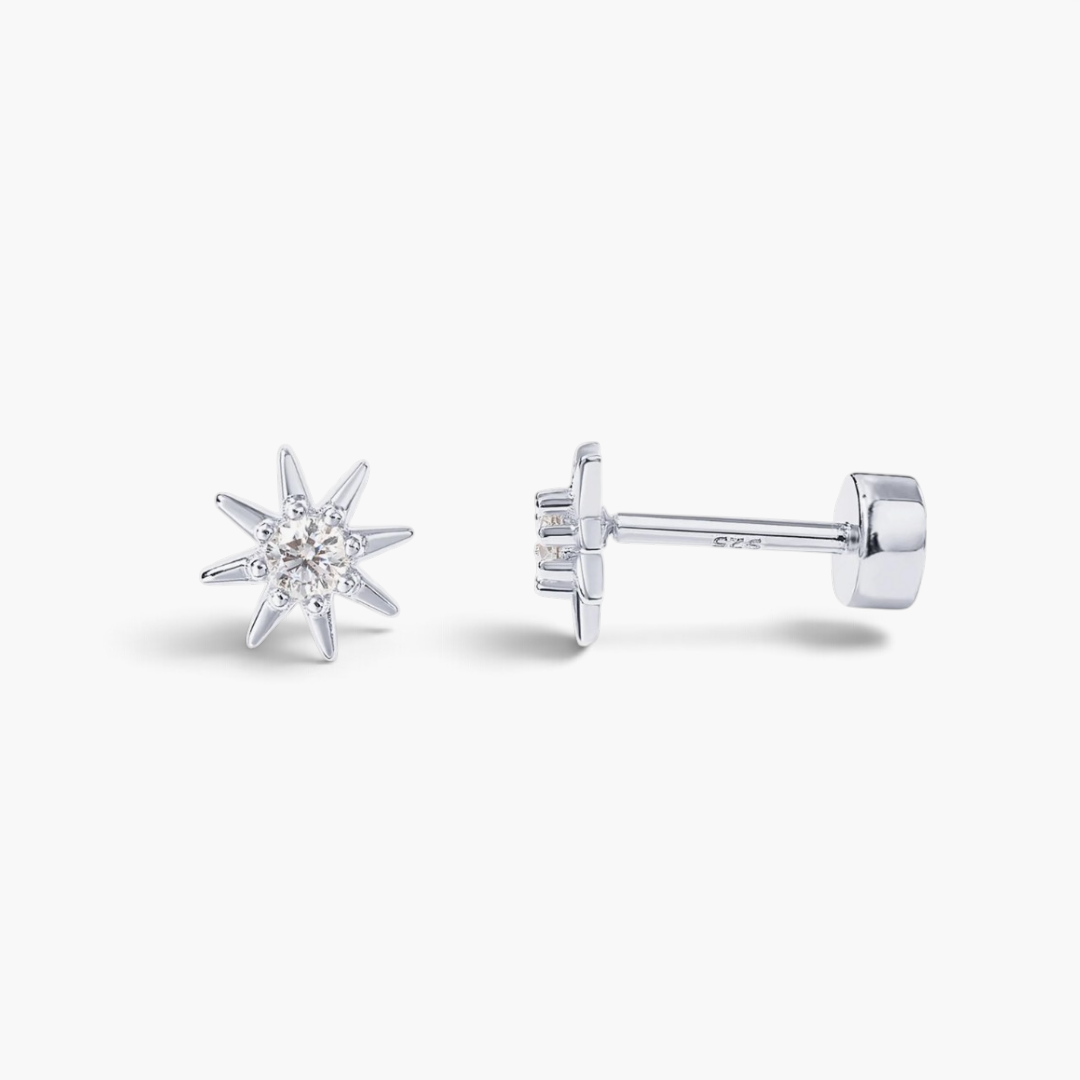 Boucles d’oreilles puces à dos plat étoile scintillante