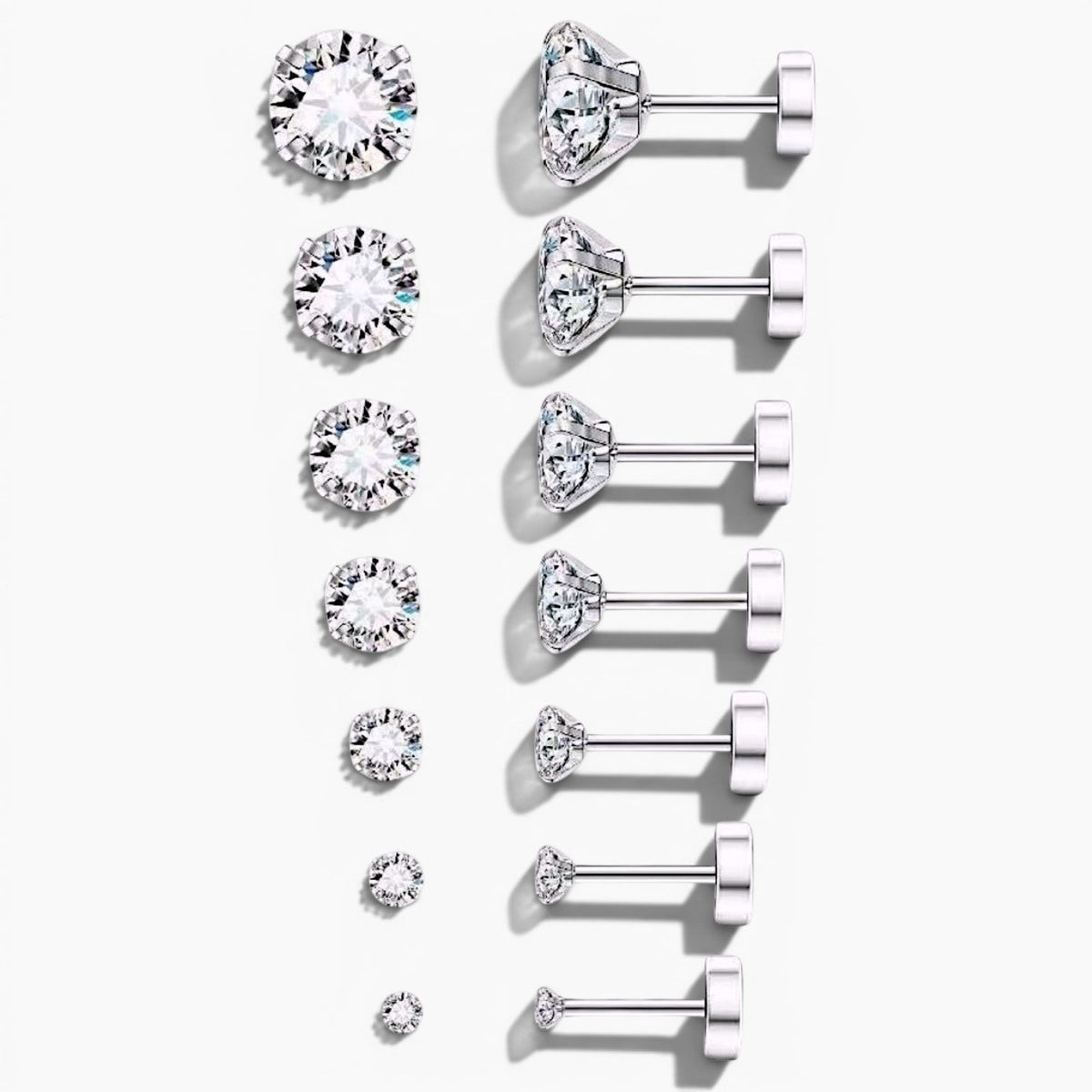 Ensemble de boucles d’oreilles à tige plate arrière Sparkle