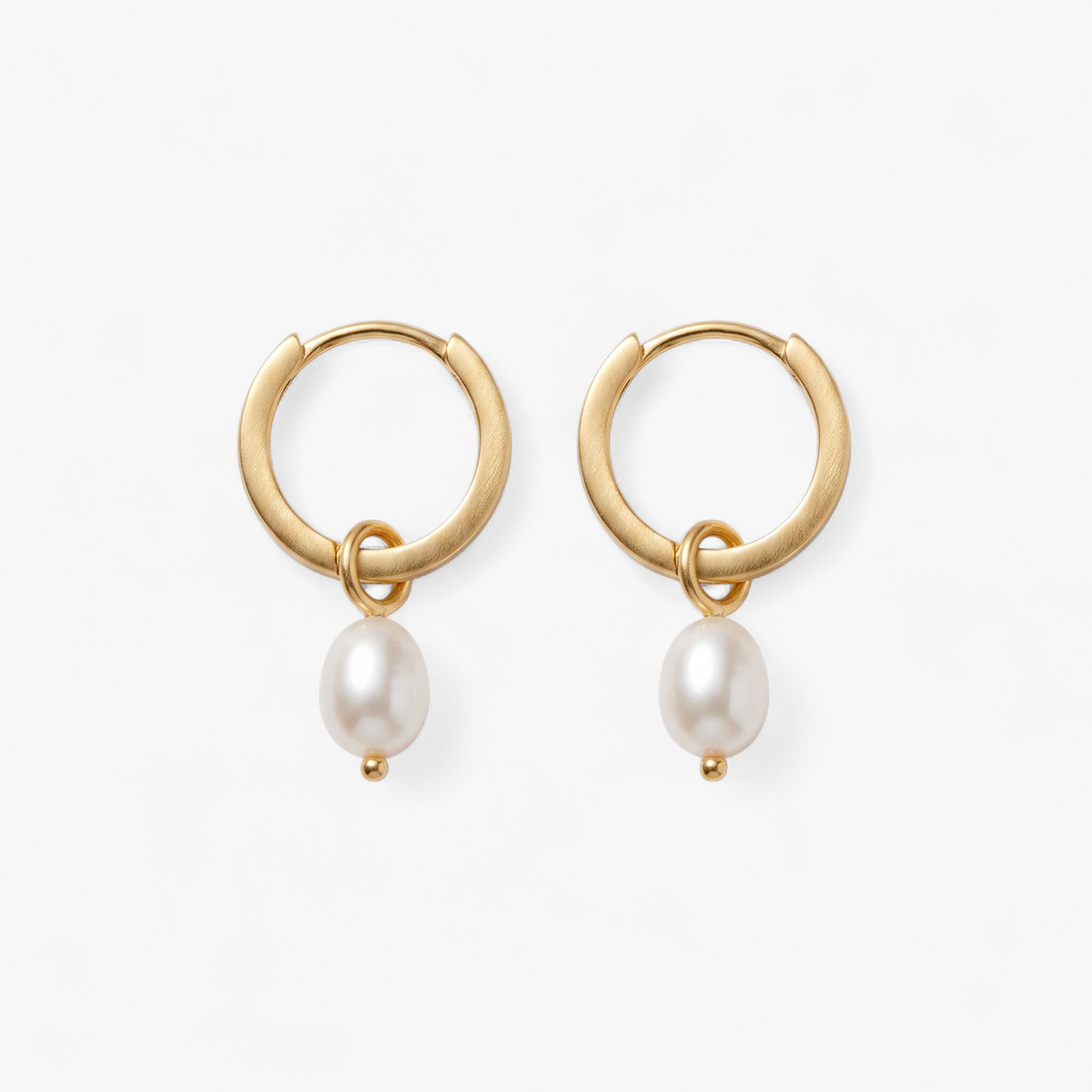 Pearl Drop Huggie Hoop Earrings — Default Title