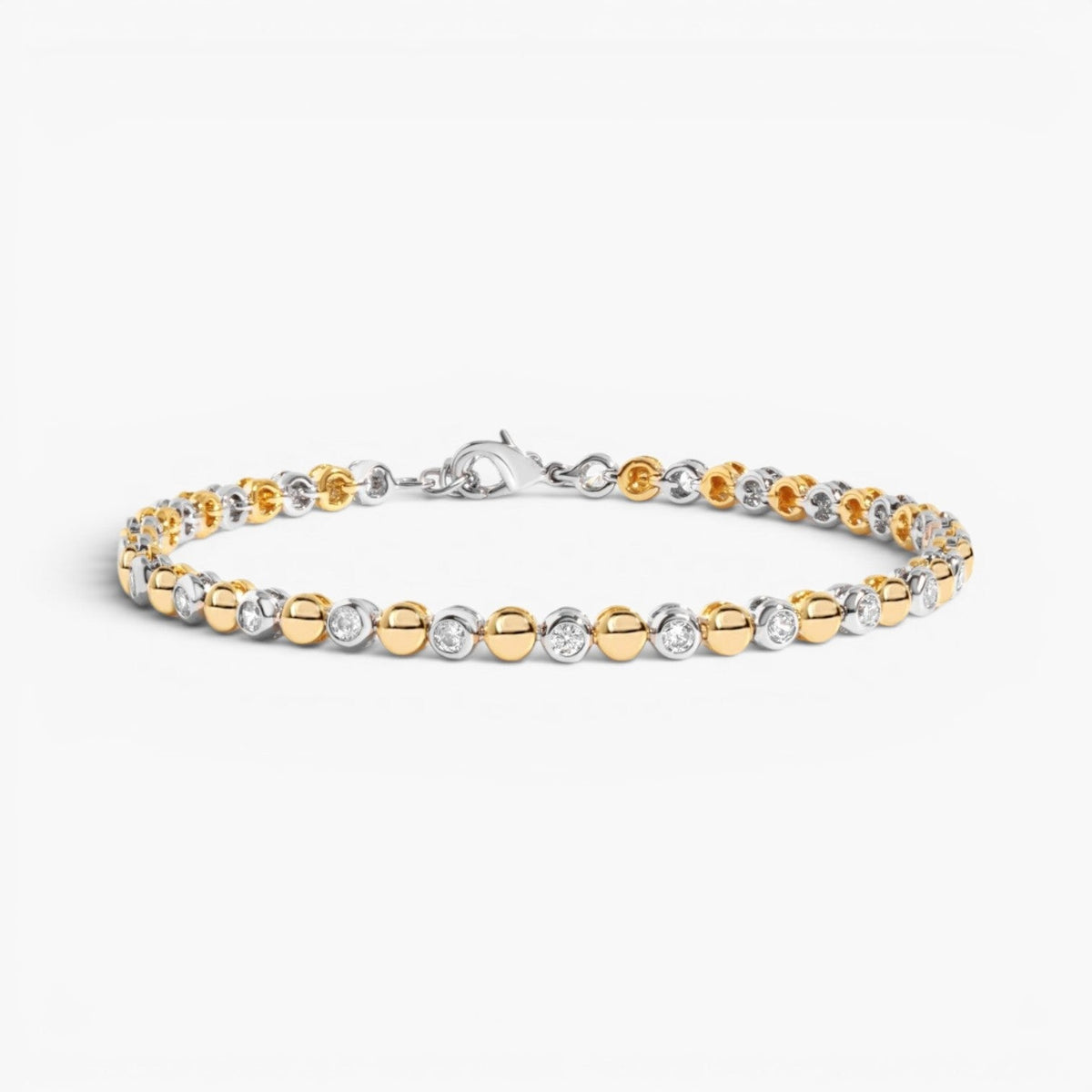đ Bracelet tennis bicolore Ă perles et serti clos (100 % de rĂ©duction)