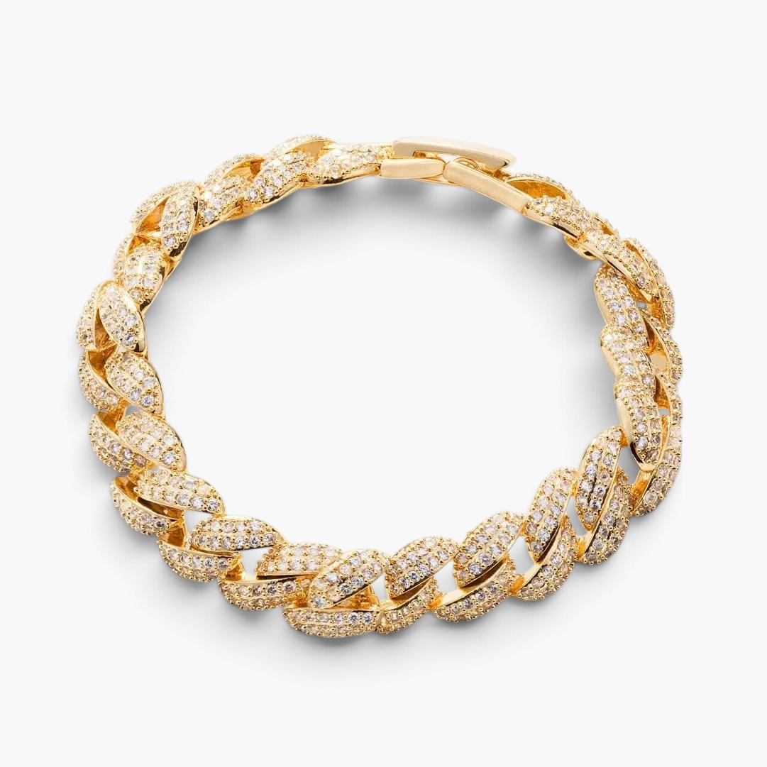Pulsera tipo eslabón cubano grueso con pavé