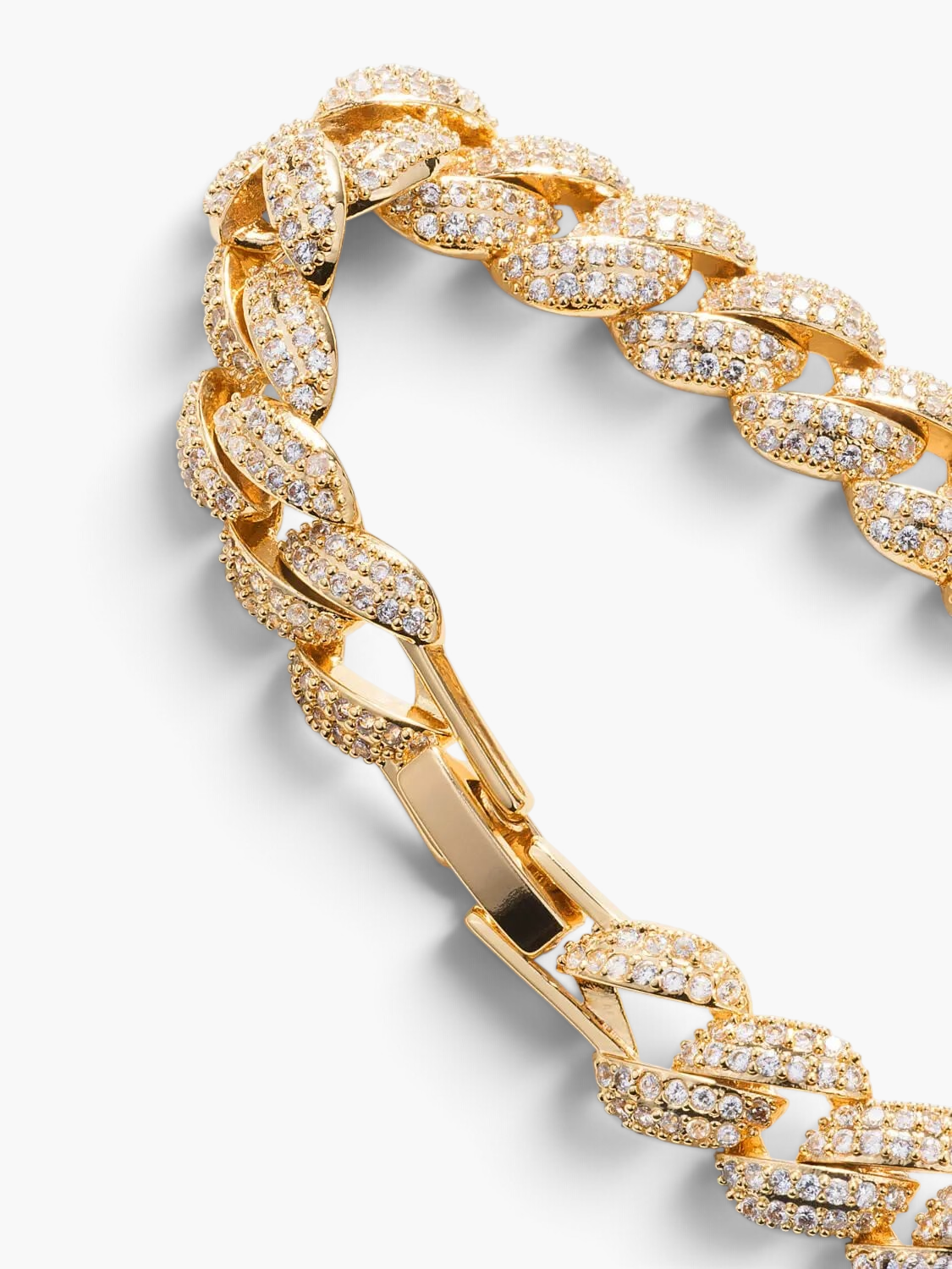 Pulsera tipo eslabón cubano grueso con pavé