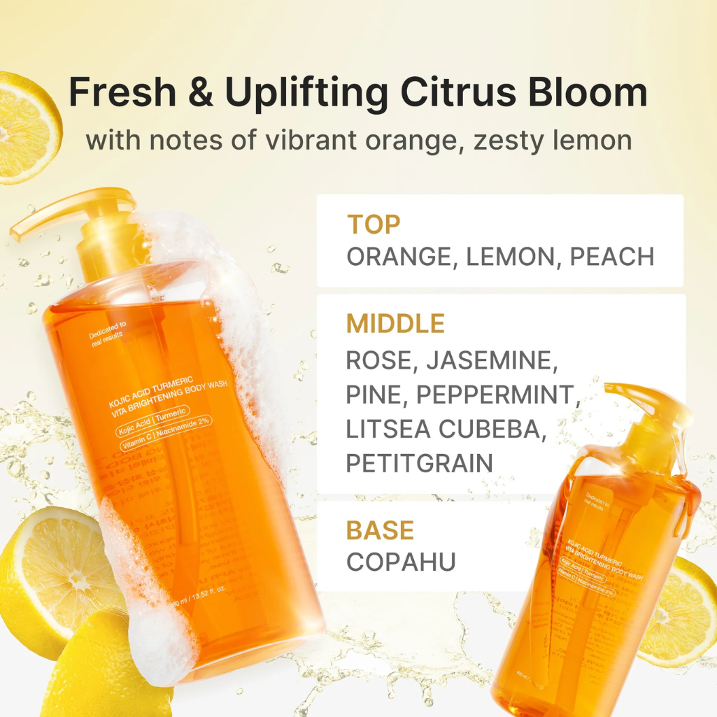 Kojic Acid Turmeric Brightening Body Wash with Niacinamide for Uneven Skin Ton