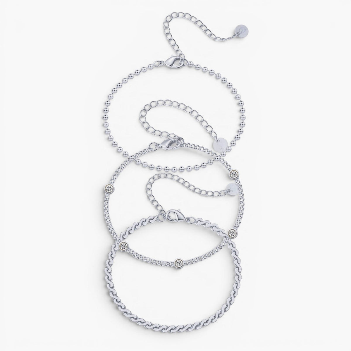 Trío de pulseras de piedras delicadas