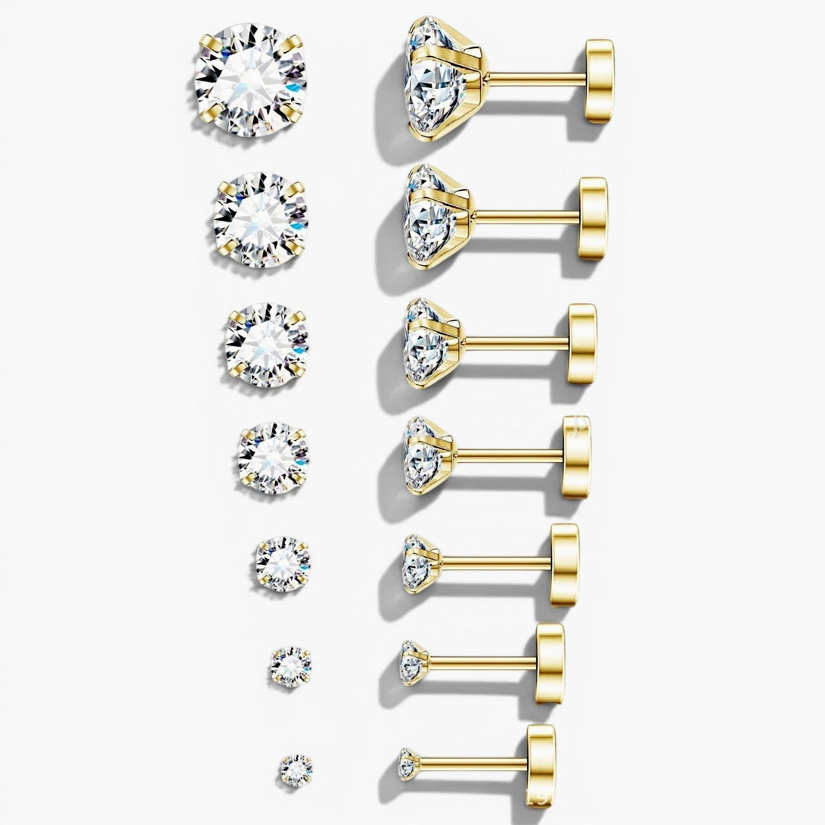 Ensemble de boucles d’oreilles à tige plate arrière Sparkle