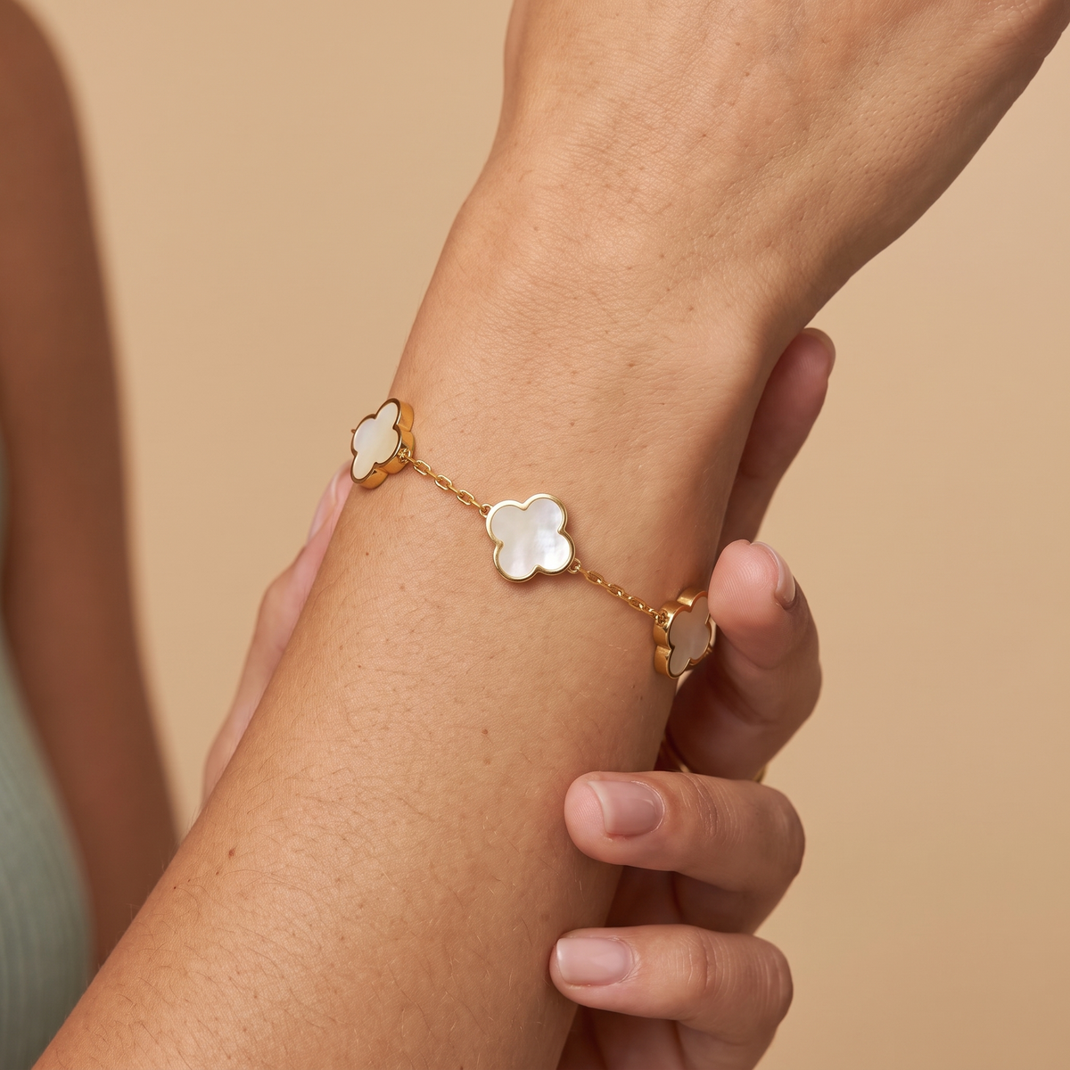 Blush Clover Station Bracelet — Default Title, worn
