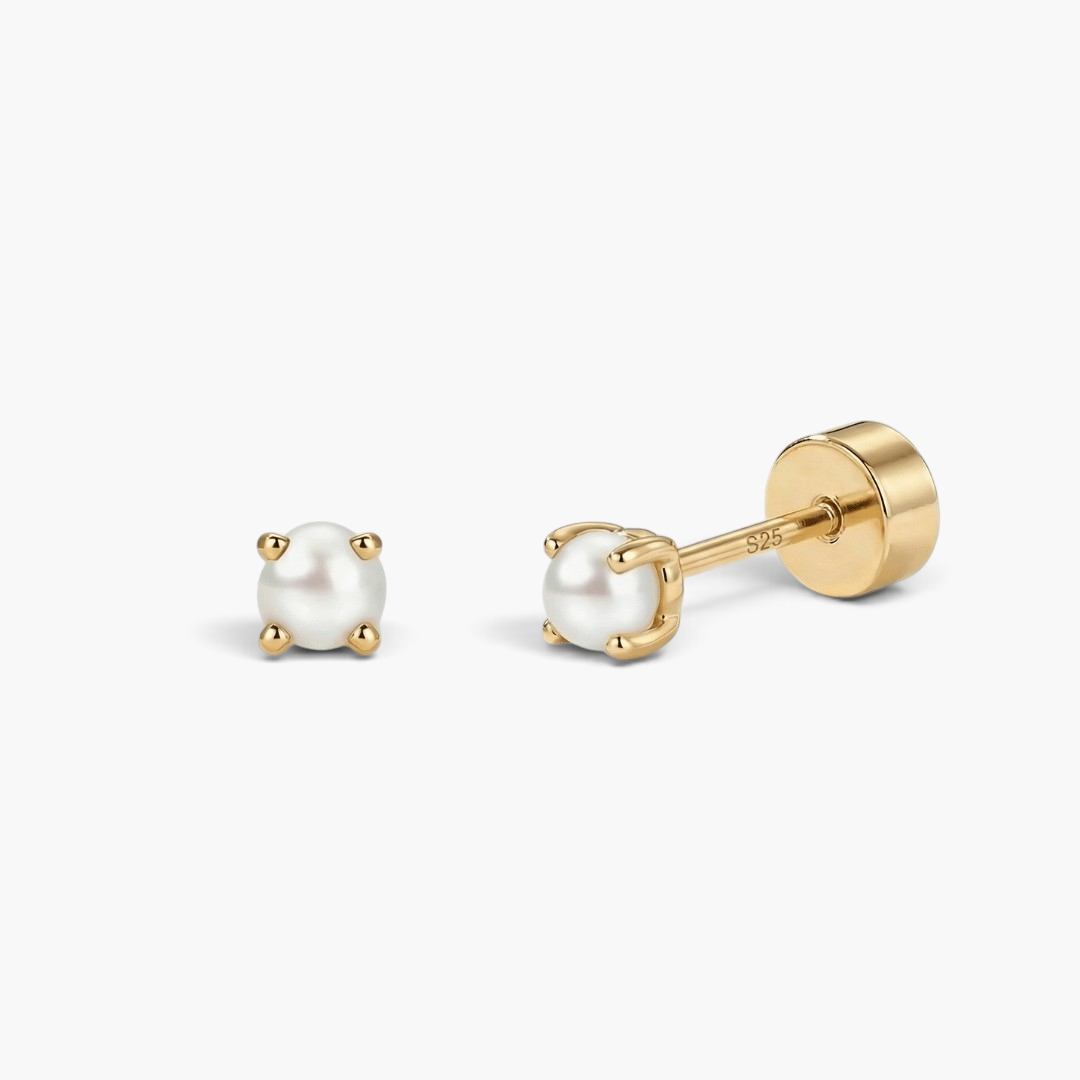 Boucles d’oreilles puces à dos plat en perles d’eau douce