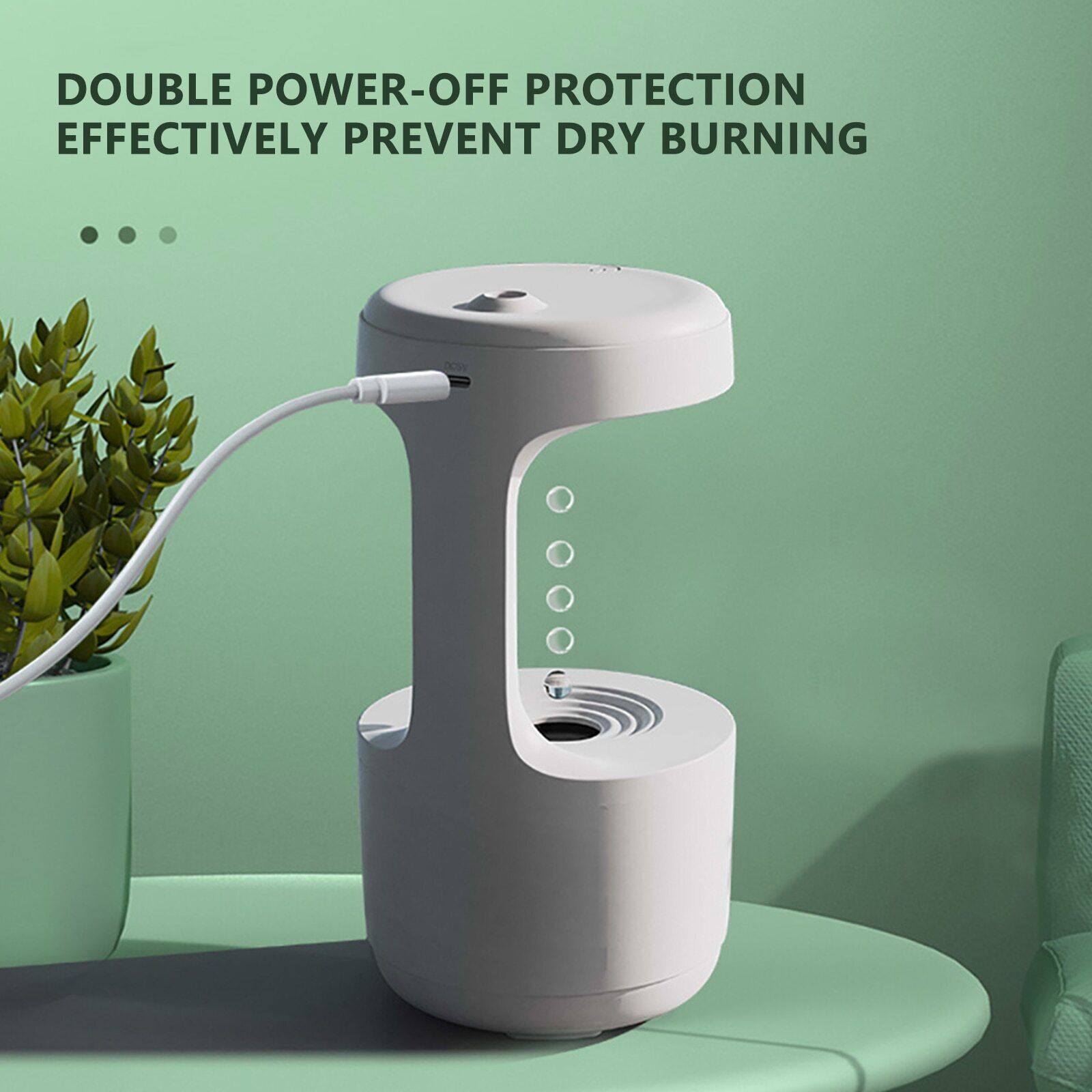 Anti Gravity Humidifier, Water Drop Mist Effect, Ultrasonic, Auto Shut-Off
