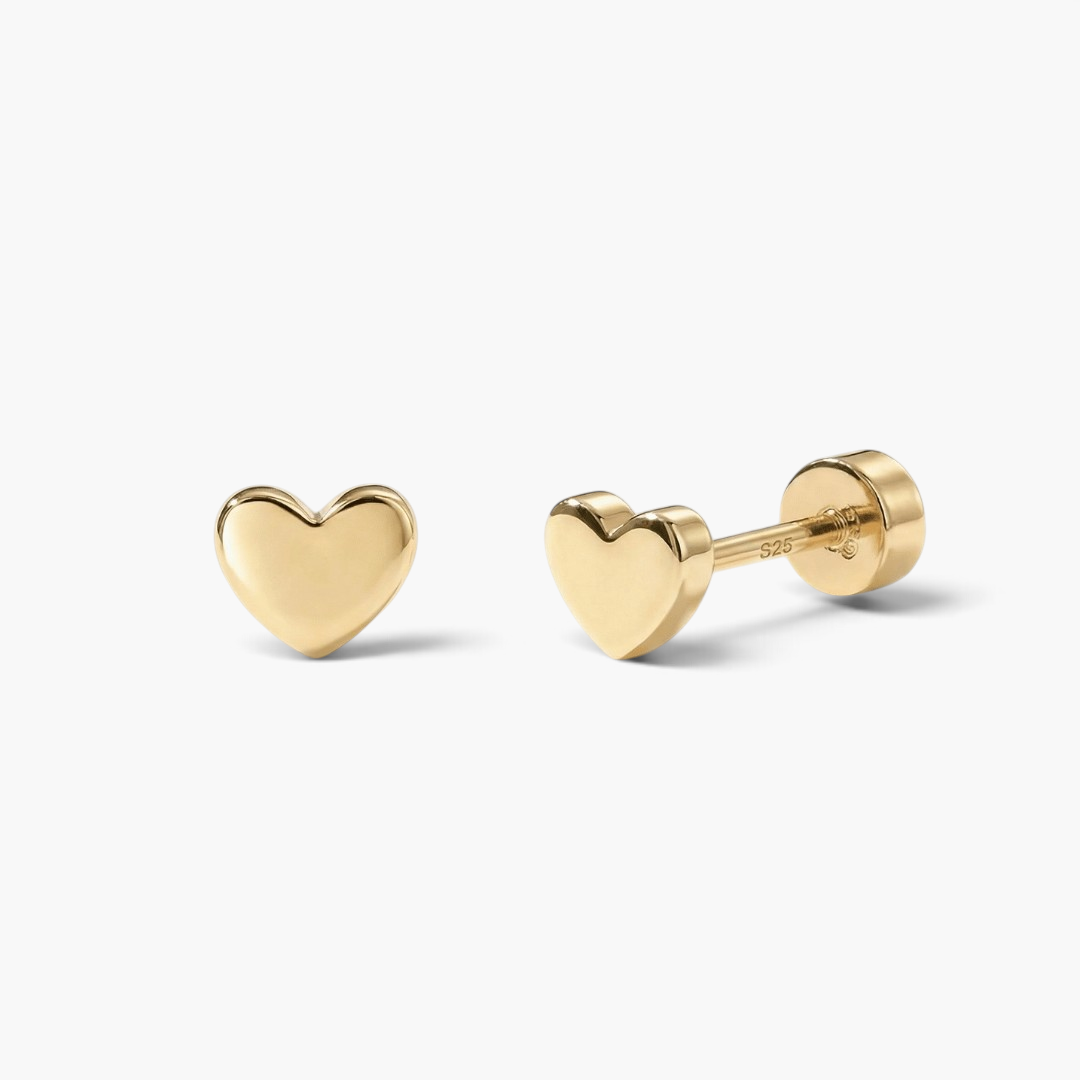 Boucles d’oreilles puces cœur à dos plat