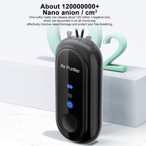 Wearable Air Purifier Necklace, Negative Ion, USB Rechargeable, 5dB Quiet