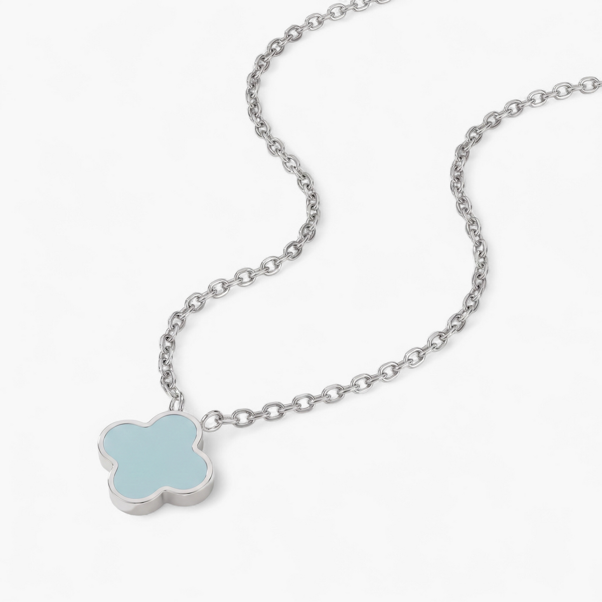 Acrylic Clover Pendant Necklace — Platin