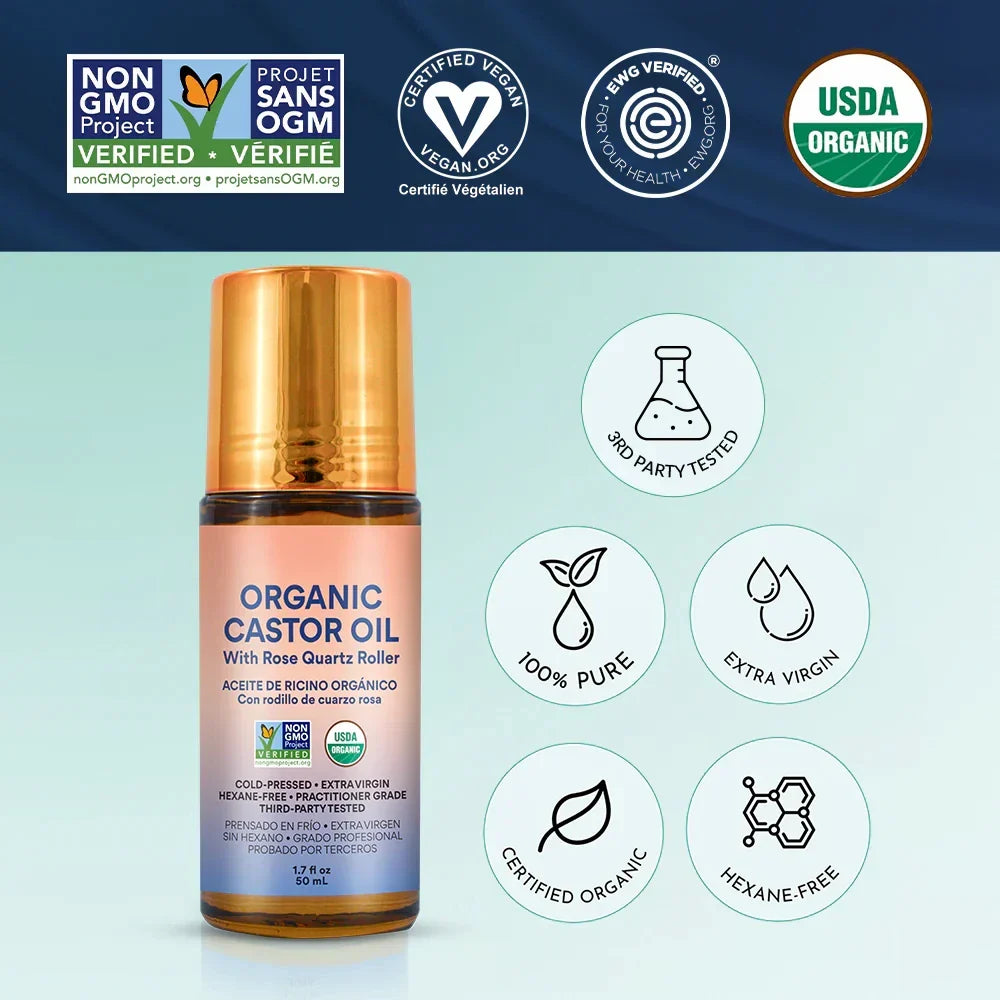 Organic Golden Castor Oil Roll-On for Hydration and Nourished Skin