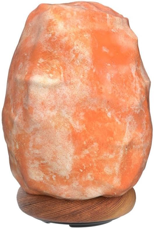 Himalayan Salt Lamp, Hand-Carved Crystal, Touch Dimmer, USB, Neem Wood
