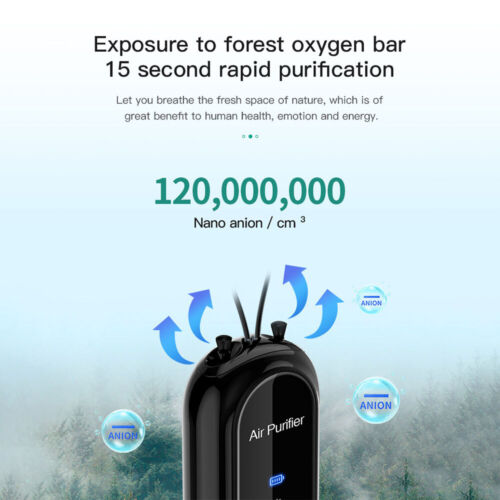 Wearable Air Purifier Necklace, Negative Ion, USB Rechargeable, 5dB Quiet