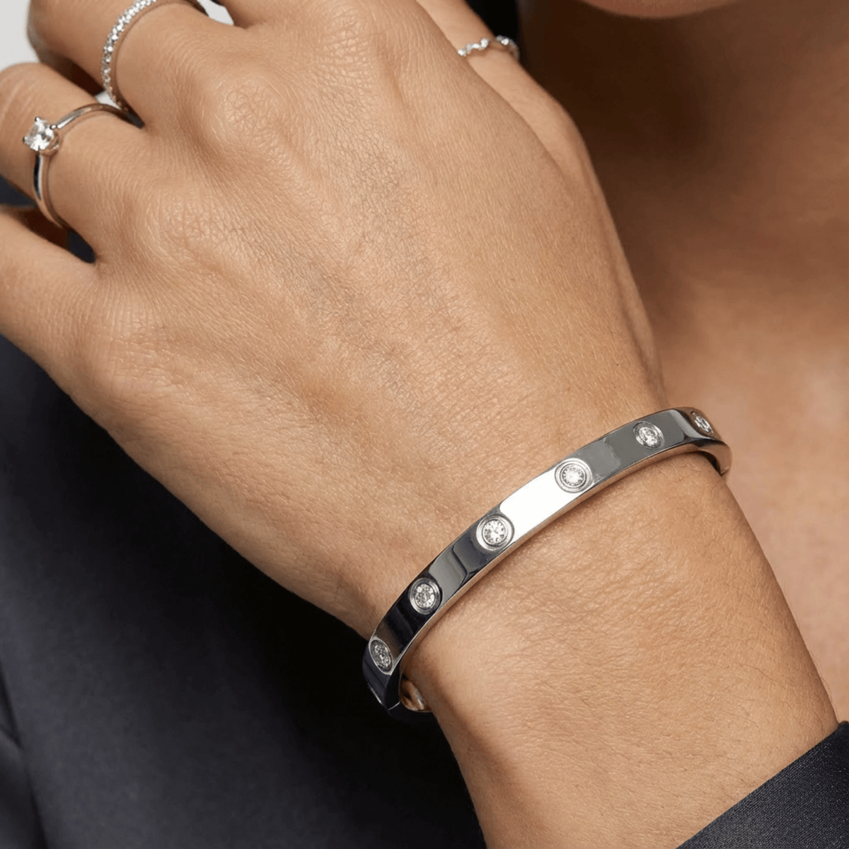 Bracelet jonc en zircone cubique
