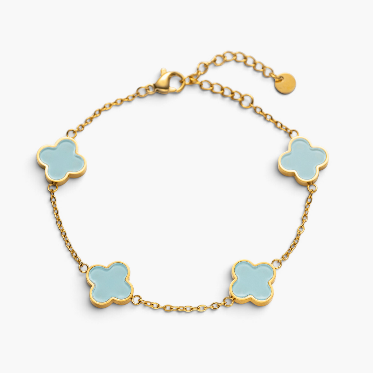 Bracelet trèfle bleu layette délicat