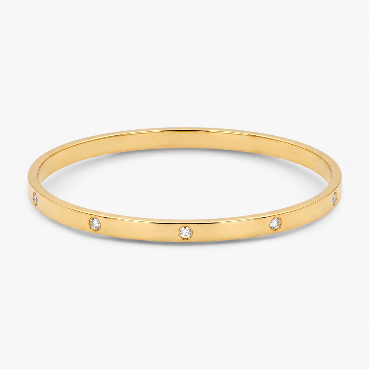 Bezel Set CZ Bangle Bracelet — Gold