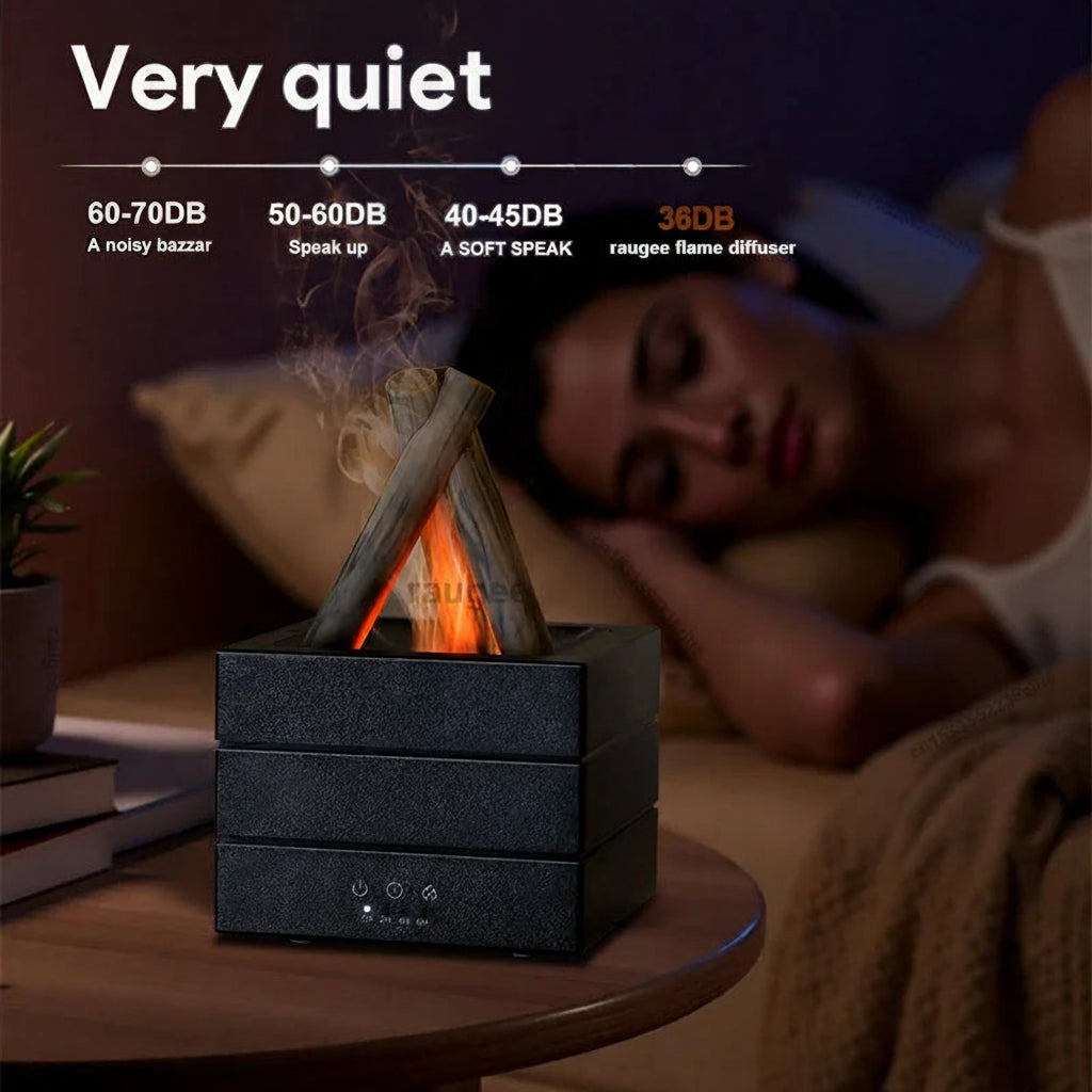 Flame Aroma Diffuser & Humidifier, 290ml, USB-C, Remote, 2/4/6H Timer