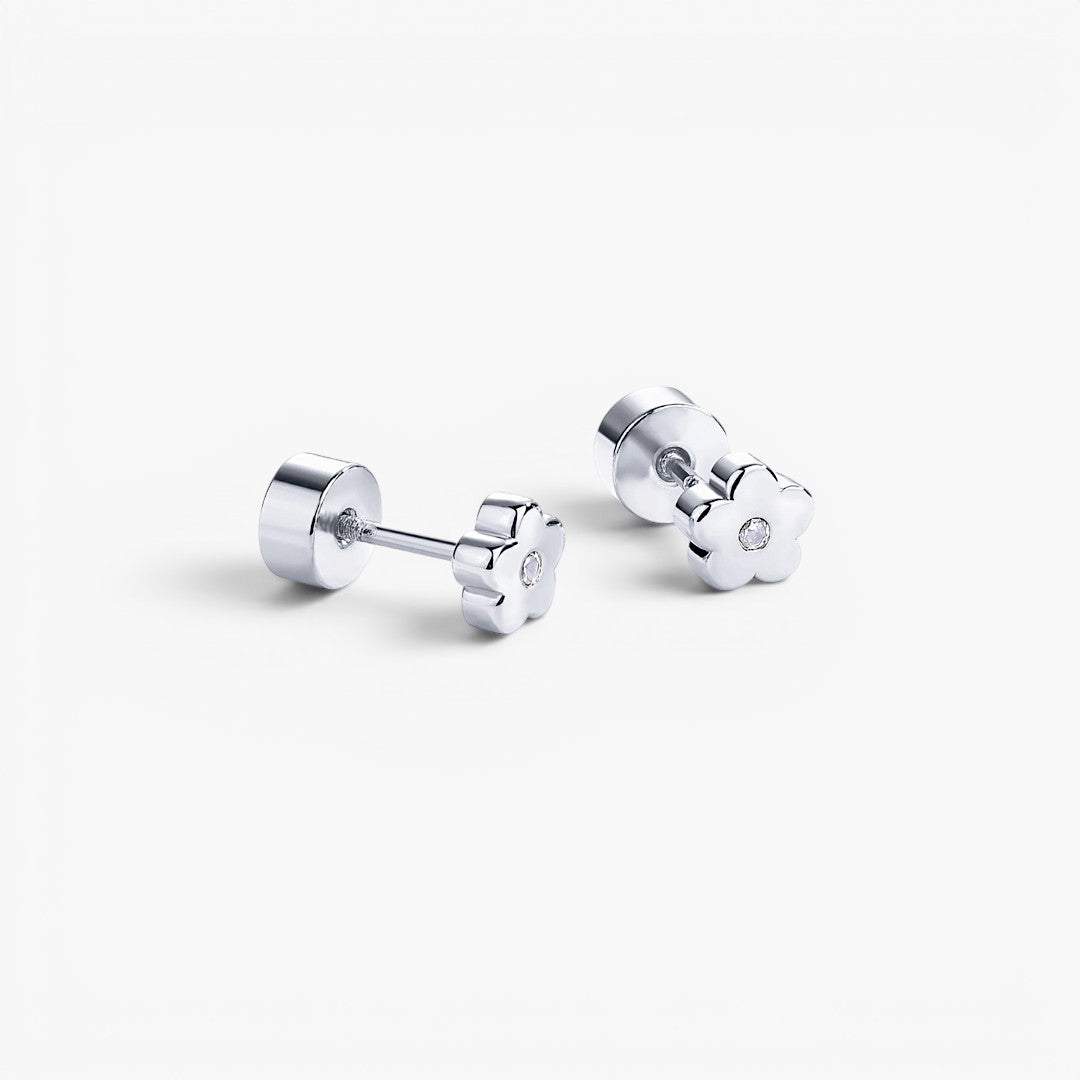 Boucles d’oreilles délicates à tige plate arrière en forme de marguerite