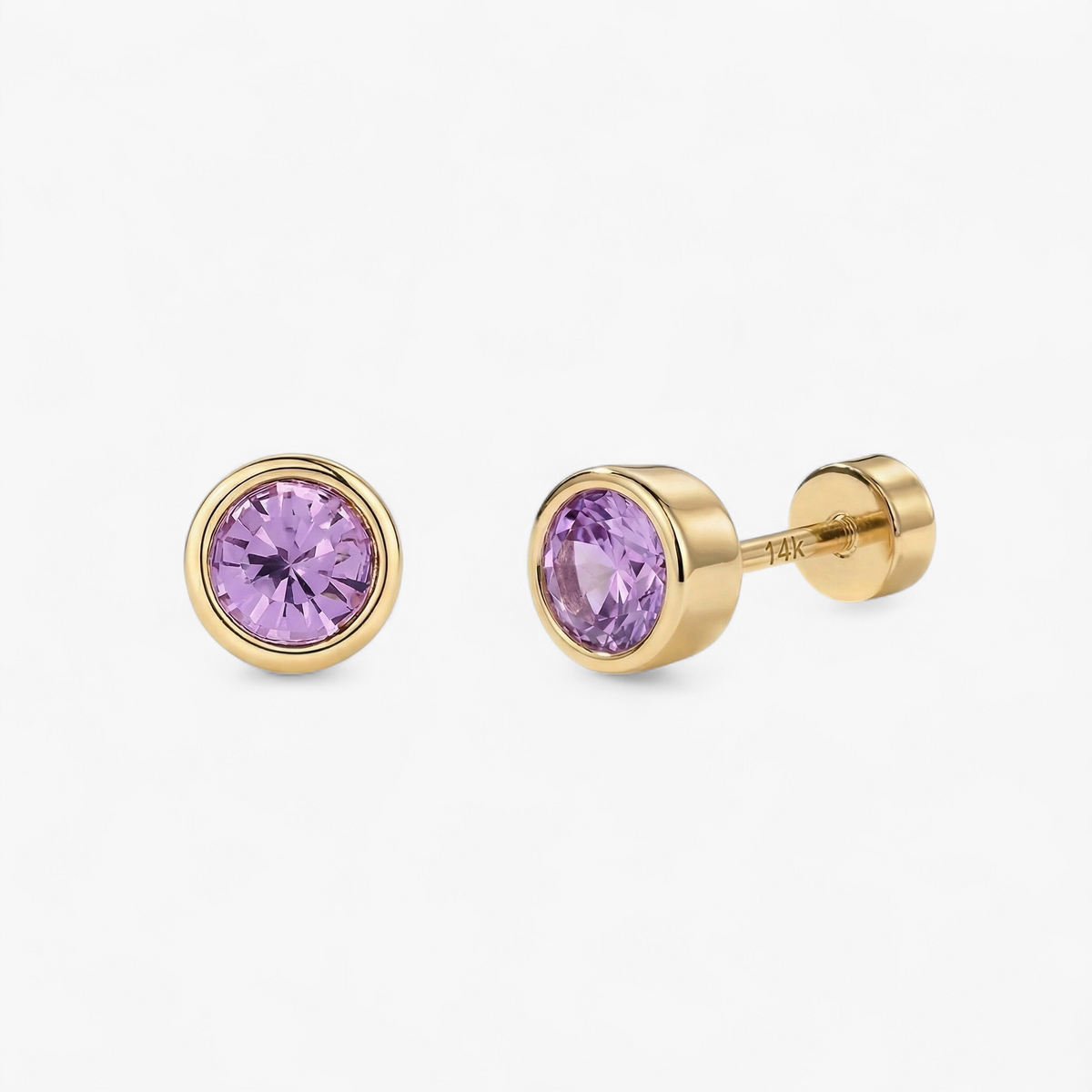 Bezel Flat Back Stud Earrings — Gold