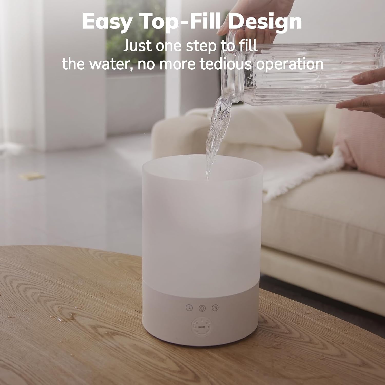 Ultrasonic Cool Mist Humidifier & Diffuser, 2.5L, 7 LED Colors, 24dB