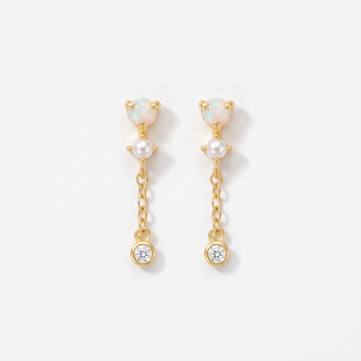 Opal Pearl Chain Drop Earrings — Default Title