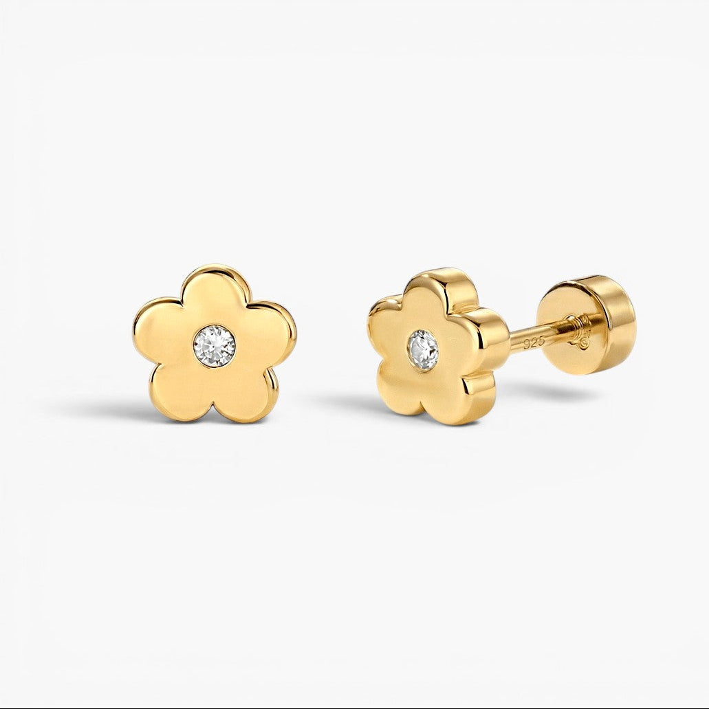 Boucles d’oreilles délicates à tige plate arrière en forme de marguerite