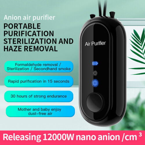 Wearable Air Purifier Necklace, Negative Ion, USB Rechargeable, 5dB Quiet