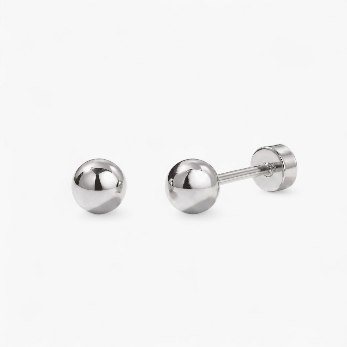 Sphere Screw Back Stud Earrings — Silver
