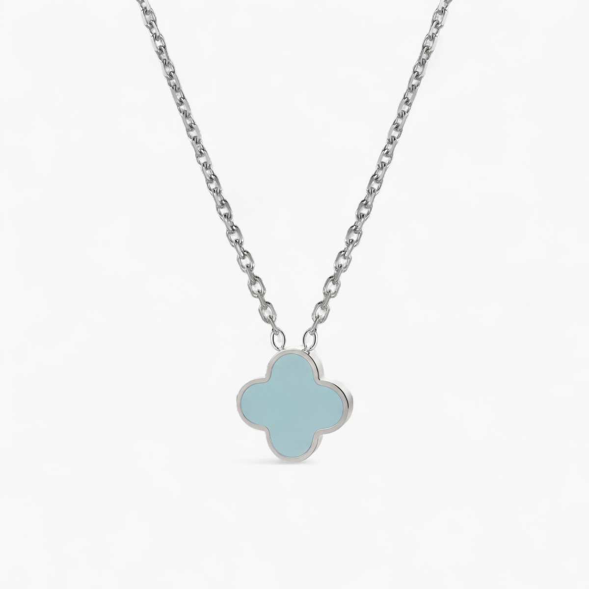 Acrylic Clover Pendant Necklace — Platin