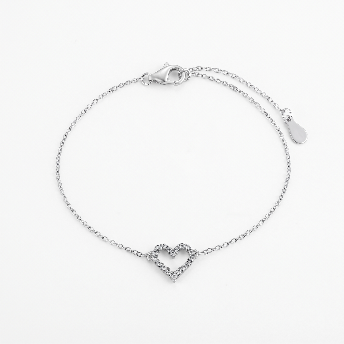 Open Heart CZ Bracelet — Platinum