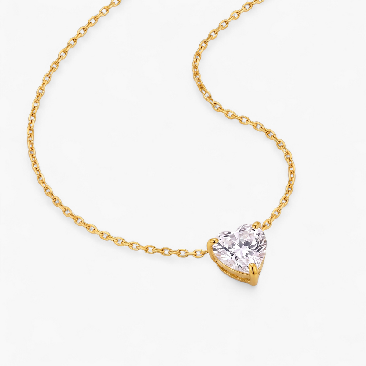 Heart CZ Solitaire Pendant Necklace — Default Title
