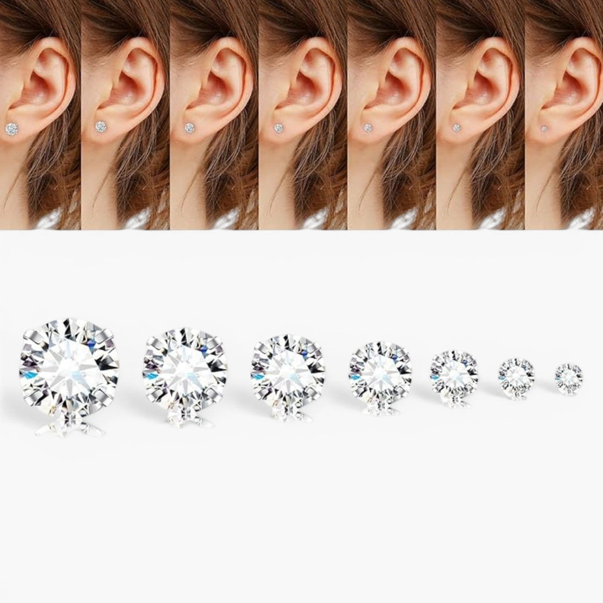Ensemble de boucles d’oreilles à tige plate arrière Sparkle