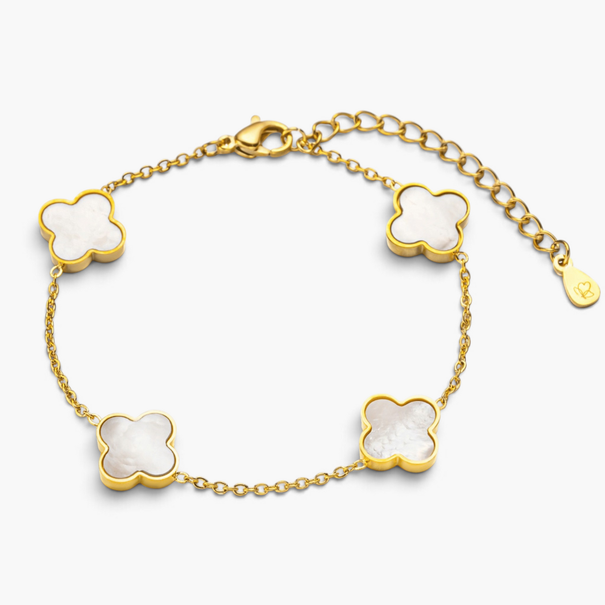 Bracelet trèfle blanc en nacre