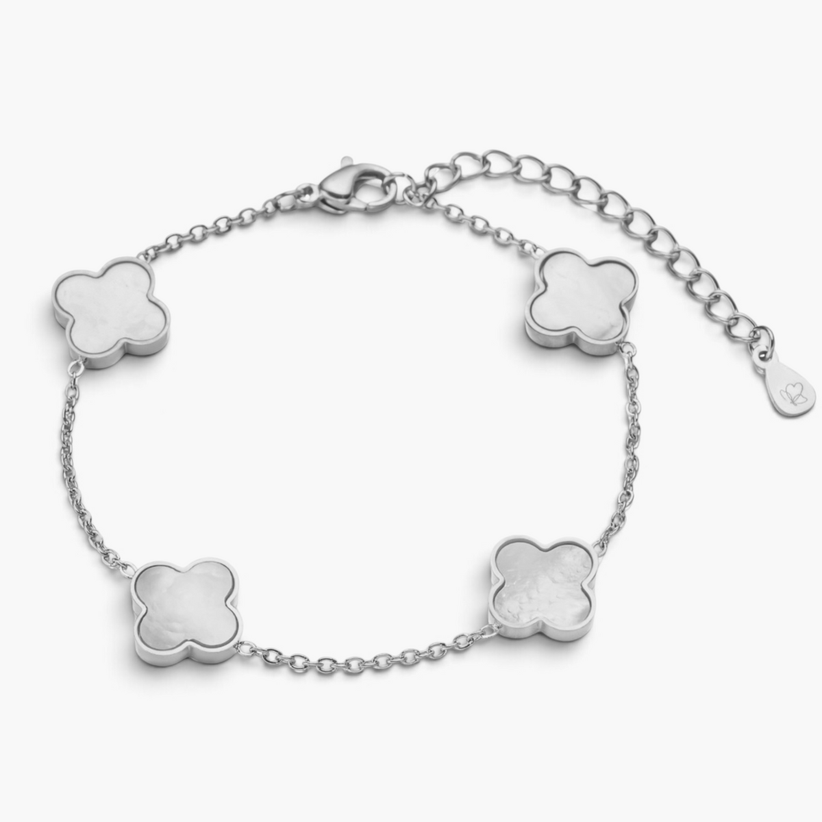 Bracelet trèfle blanc en nacre