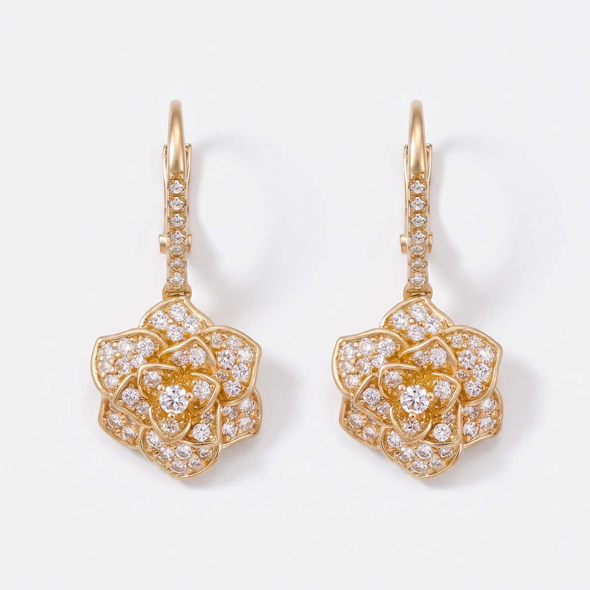Pavé Rose Drop Earrings — Default Title