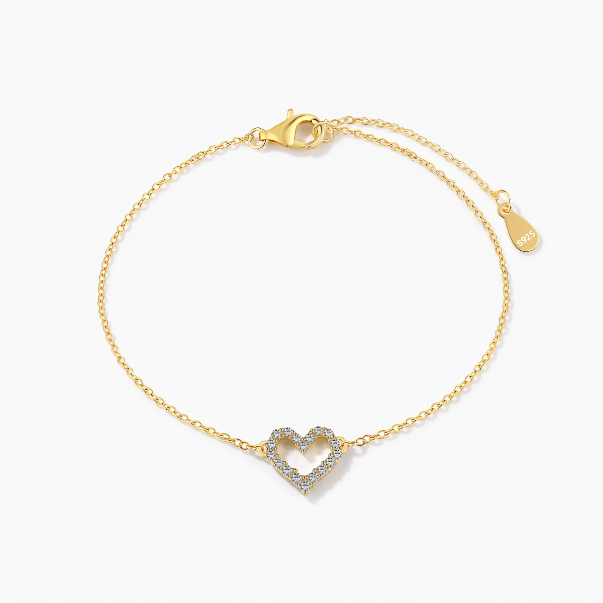Open Heart CZ Bracelet — Gold