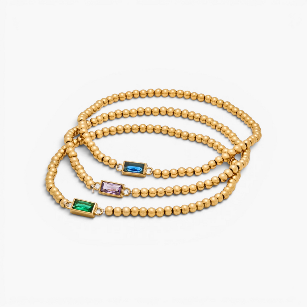 Bracelet doré à perles et pierre de naissance