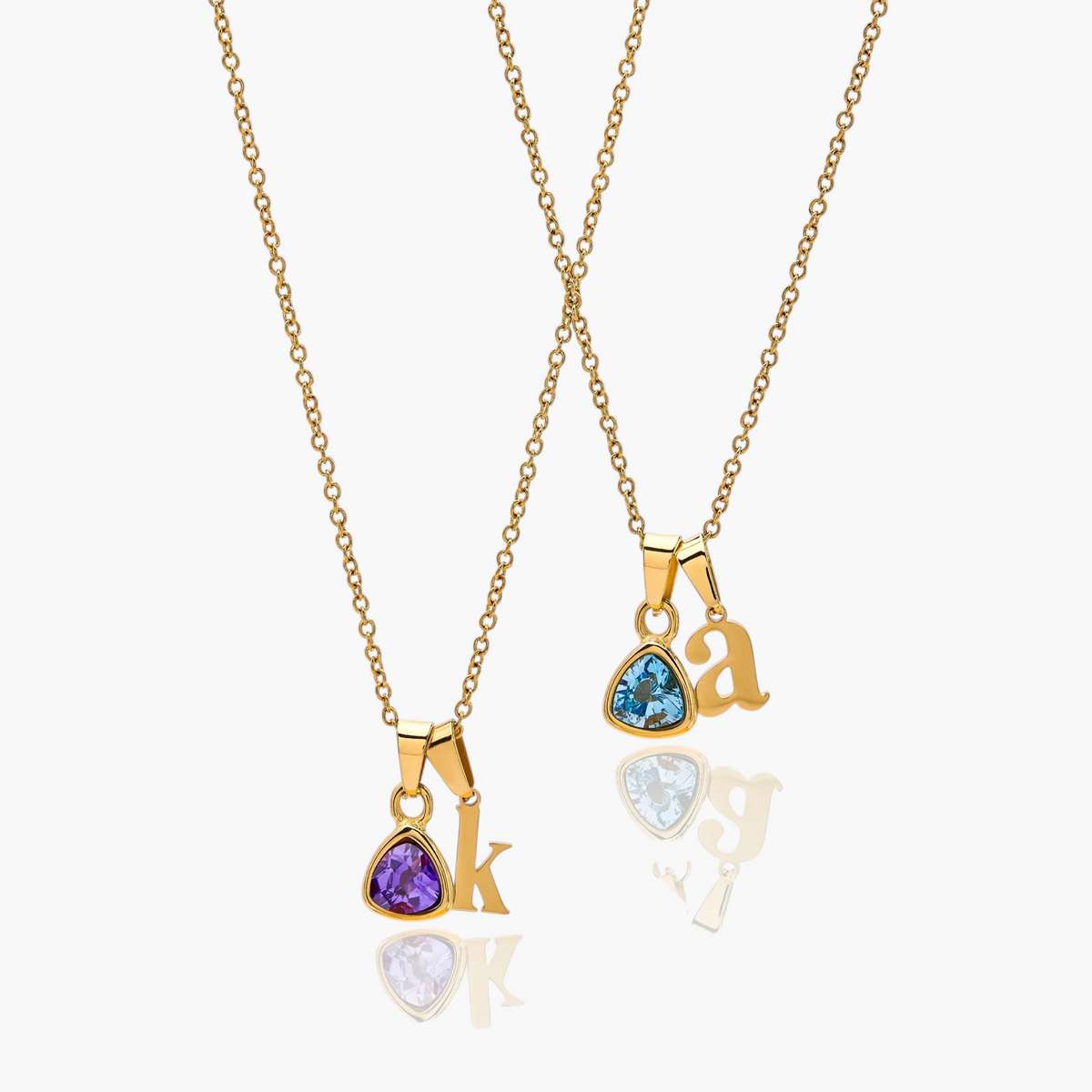 Cursive Initial Birthstone Necklace