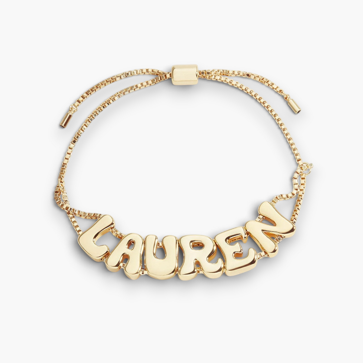 Bracelet personnalisé à prénom en lettres bulles dorées
