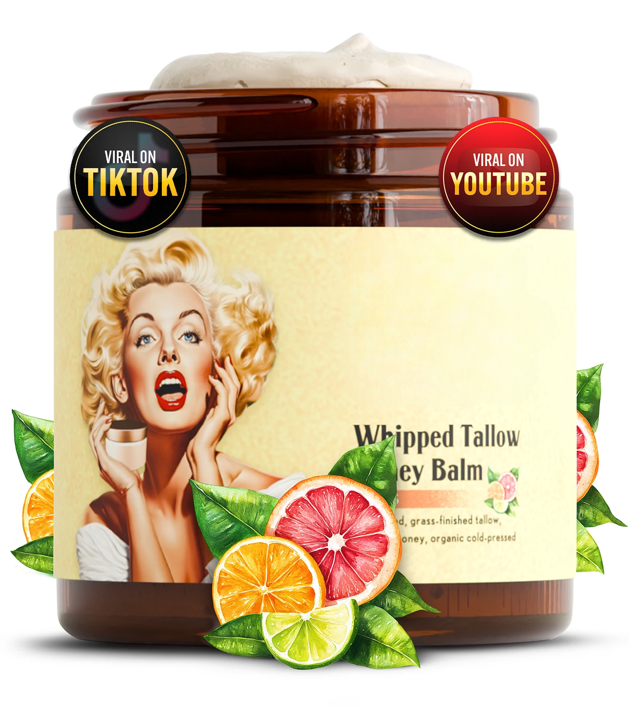 Whipped Beef Tallow and Honey Balm for Dry Skin, Hydration and Dry Patches