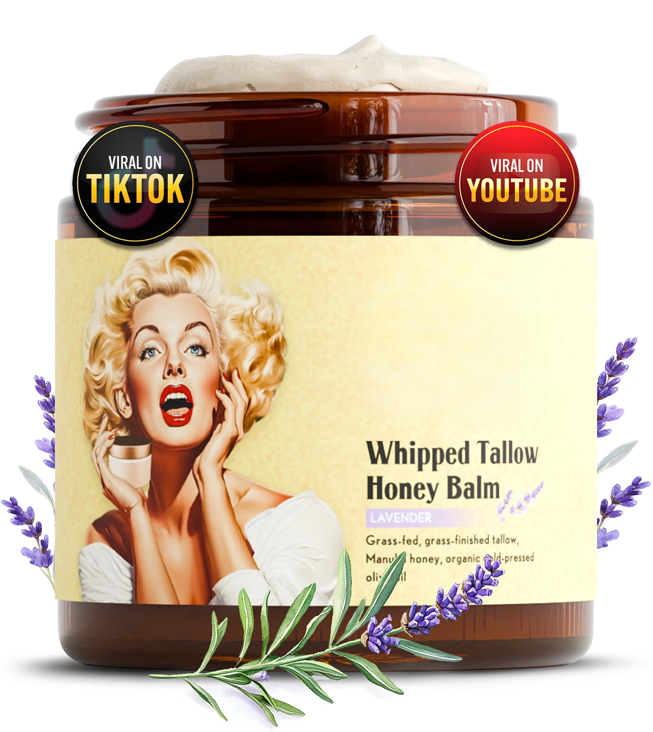Whipped Beef Tallow and Honey Balm for Dry Skin, Hydration and Dry Patches