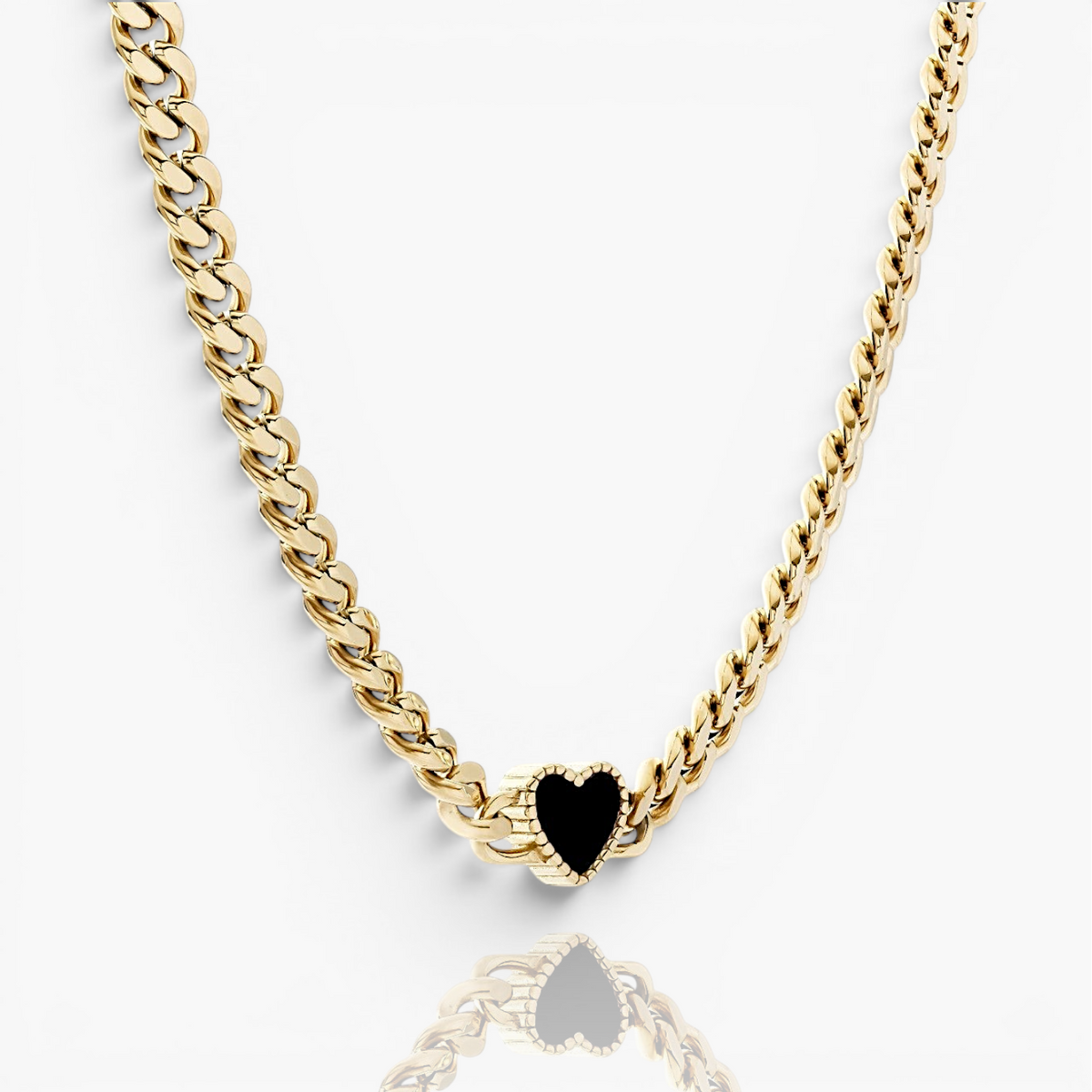 Collier cœur en coquillage noir